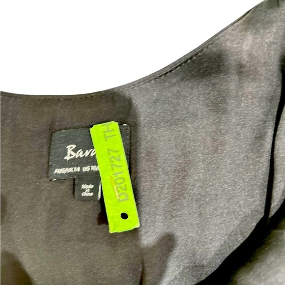 Bardot Black satin jogger Jumpsuit pockets v neck adjustable straps 10 large - Picture 7 of 10